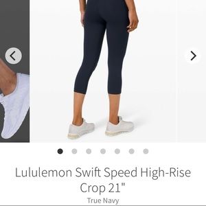 Lululemon Swift Speed 21” True Navy leggings sz 6